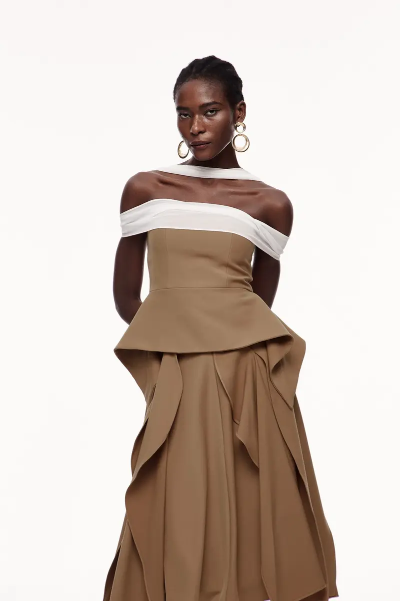 Yoko Off Shoulder Asymmetric Maxi Dress