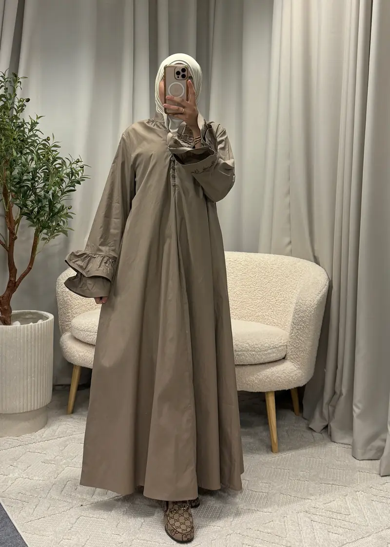 ZAHIDA COTTON DRESS BROWN