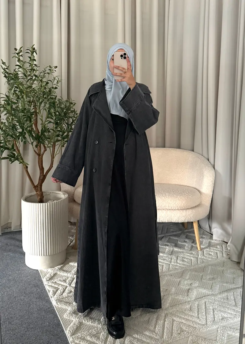 ZAYA DENIM TRENCHCOAT BLACK