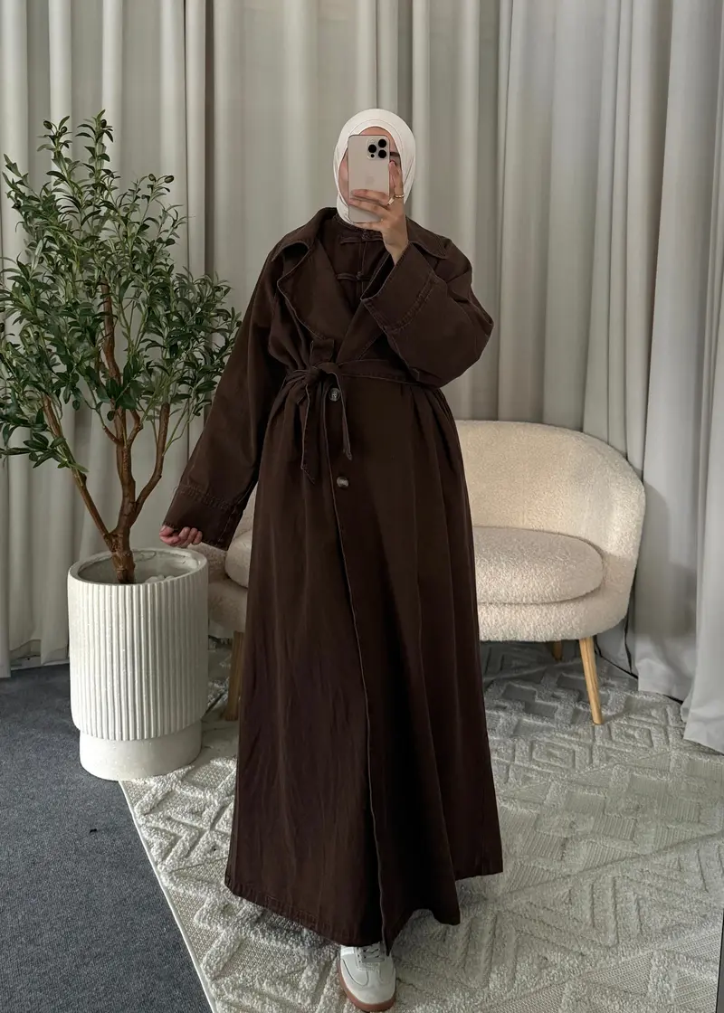 ZAYA DENIM TRENCHCOAT BROWN