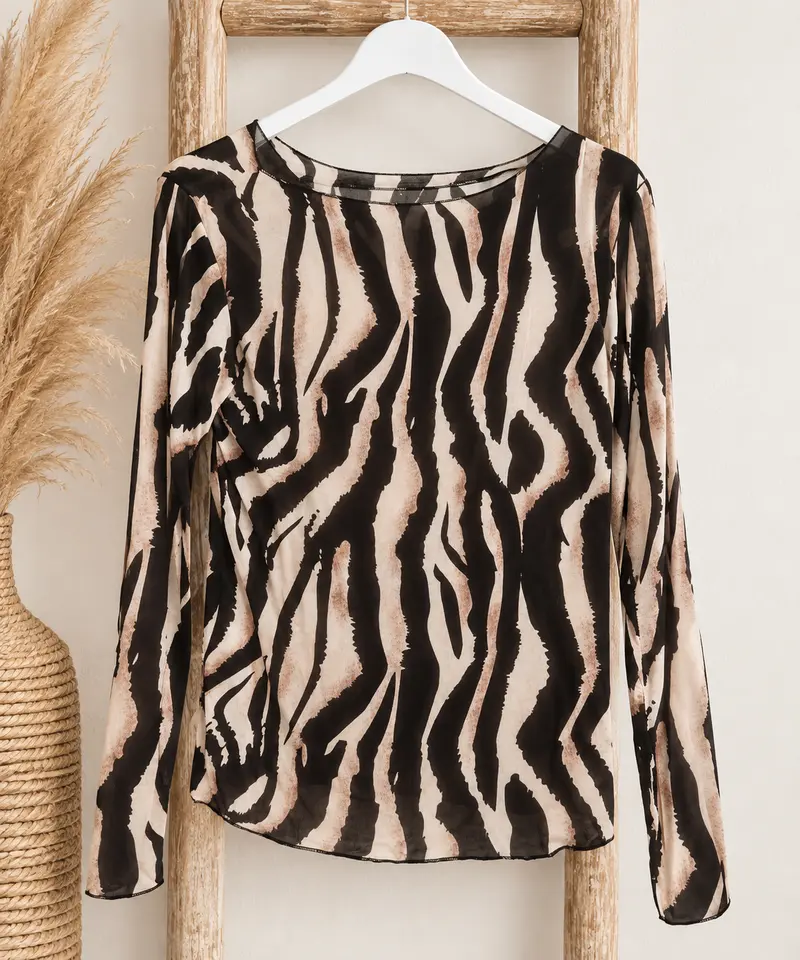 Zebra Print Top – Beige & Zwart 🤎🖤