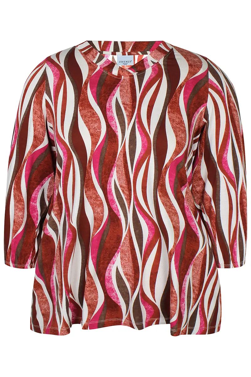 Zhenzi blouse roze bordeaux roest kleur print model Sylva 1511
