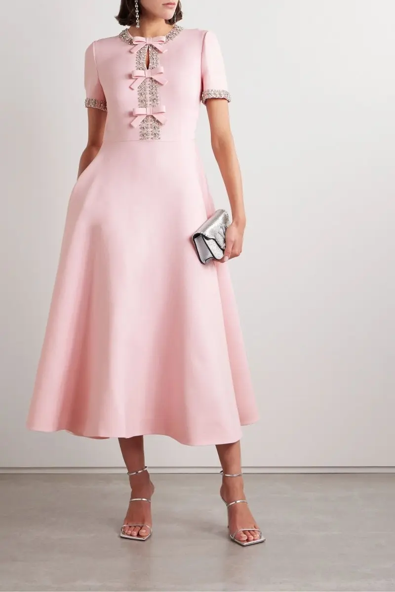 Zoe Bow with Crystal Embellished Midi Dress