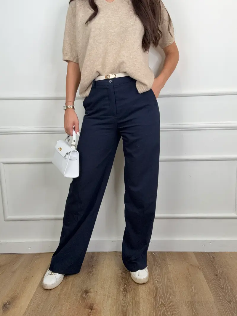 Zoe Pantalon Navy Extra Lang
