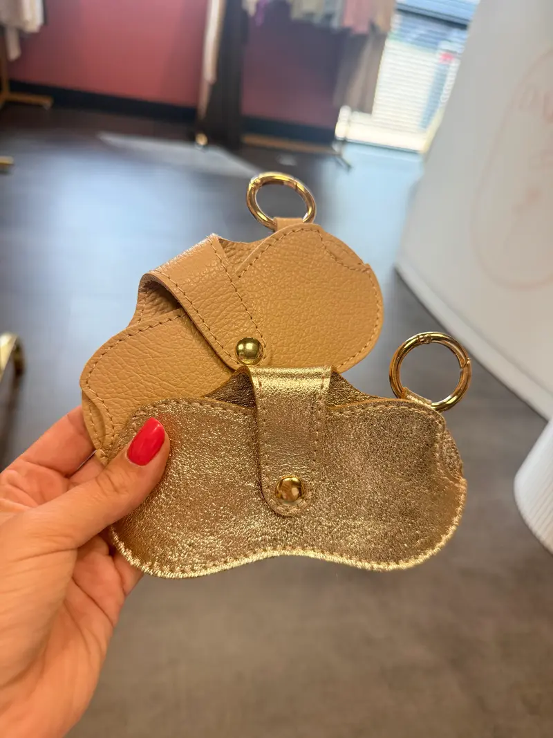 Zonnebril hoesje leder kleur taupe